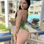 Sexy High Cut Snake Print Swimsuit